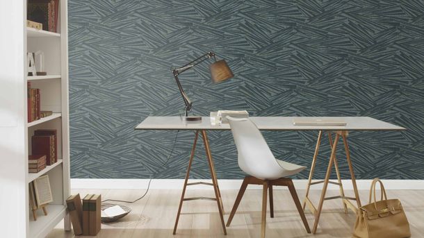 Rasch non-woven wallpaper 3D optics blue metallic 608359