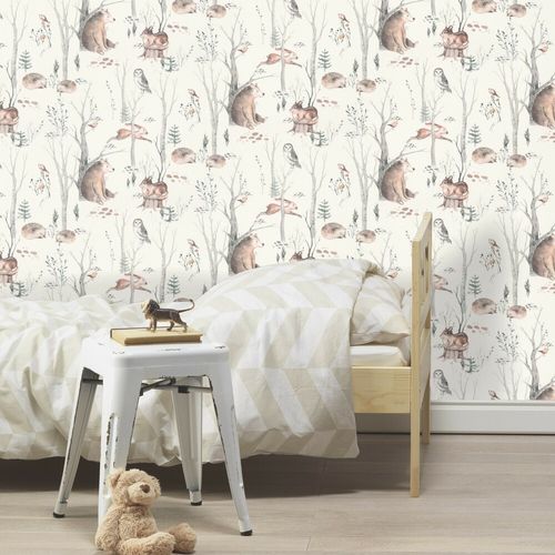 Rasch non-woven wallpaper forest white grey 300048