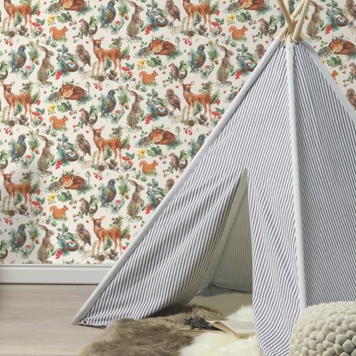 Rasch non-woven wallpaper animals white brown 300321