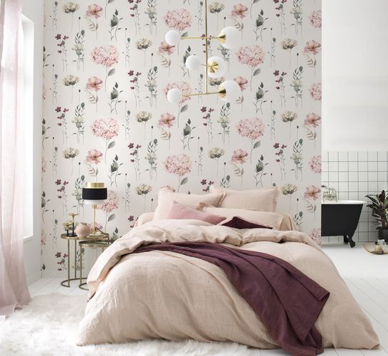 Rasch non-woven wallpaper floral white pink green 300642