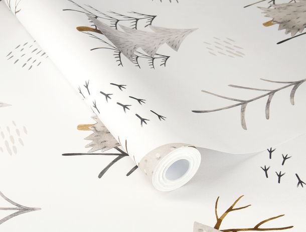 Rasch non-woven wallpaper trees white grey brown 300741