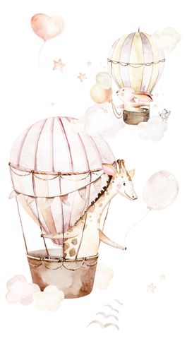 Rasch mural animals balloons white beige pink 364965