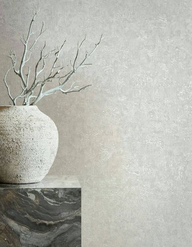 Non-woven wallpaper plaster look texture light grey 34518