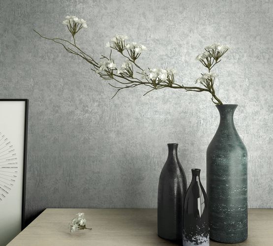 Non-Woven Wallpaper Plaster Look texture Blue grey 34523