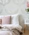 Non-woven wallpaper birds textile look white metallic 34528 1