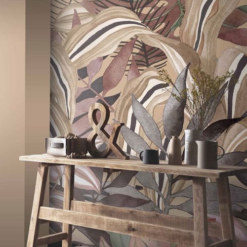 Digital print Elle Leaves Tropical Floral Brown Red 2270-20