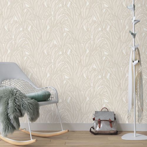 Wallpaper Guido Maria Kretschmer leaves cream beige