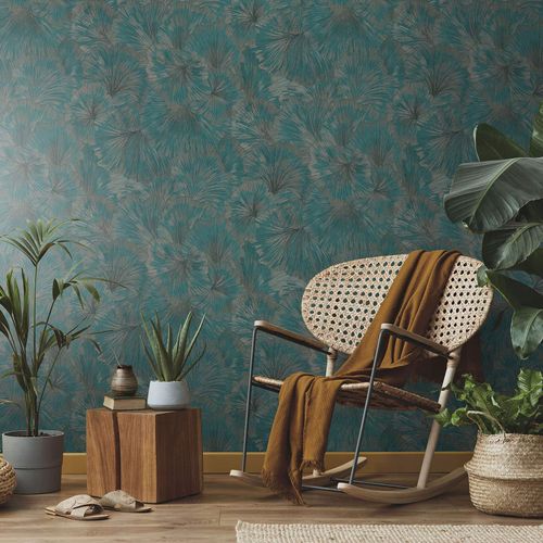 Wallpaper Guido Maria Kretschmer Floral Petrol Copper