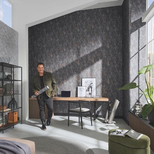 Wallpaper Guido Maria Kretschmer plaster look gray copper