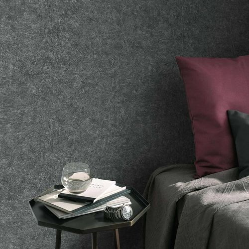 Wallpaper Guido Maria Kretschmer plain anthracite silver