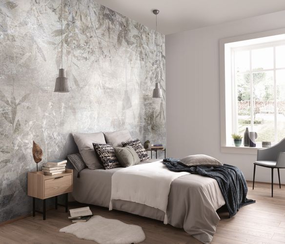 Wall mural Guido Maria Kretschmer leaves plaster look gray