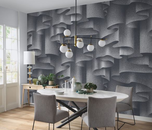 Wall mural Guido Maria Kretschmer Waves Gray Silver