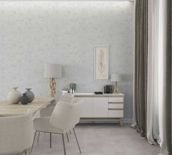 GZSZ non-woven wallpaper flowers cream metallic 34803