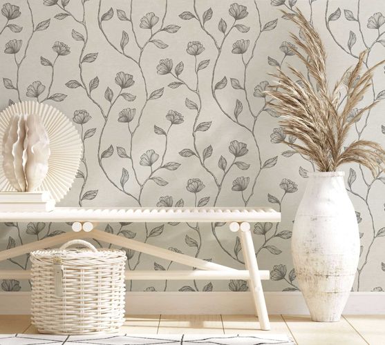 GZSZ non-woven wallpaper flowers beige gold 34804