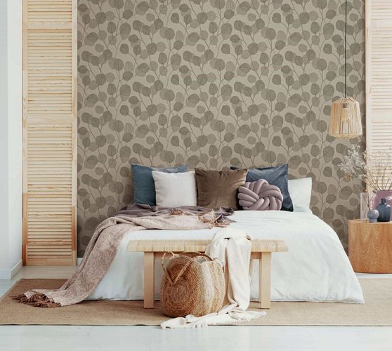GZSZ non-woven wallpaper floral leaves beige brown 34809
