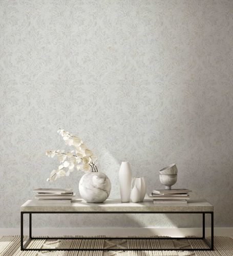 GZSZ non-woven wallpaper baroque white beige metallic