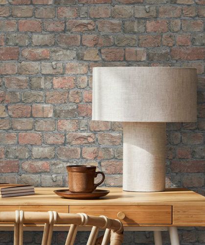 GZSZ non-woven wallpaper 3D look brick orange grey 34834