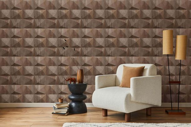 GZSZ non-woven wallpaper wood look brown beige 34852