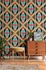 Non-woven wallpaper graphic diamonds orange blue 39531-4 7