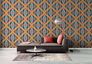 Non-woven wallpaper graphic diamonds orange blue 39531-4 8