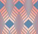 Non-woven wallpaper art deco blue red apricot 39532-2 2