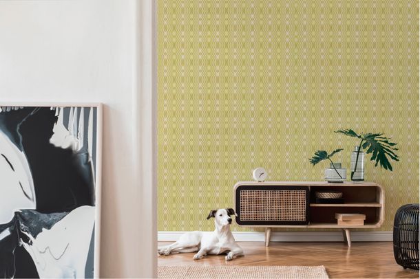 Non-woven wallpaper oval graphic green brown 39534-1