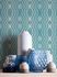 Non-woven wallpaper oval graphic turquoise white 39534-2 5
