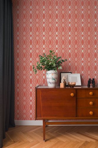 Non-woven wallpaper oval graphic purple apricot 39534-4