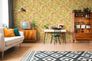 Non-woven wallpaper flowers retro orange green 39535-5 7
