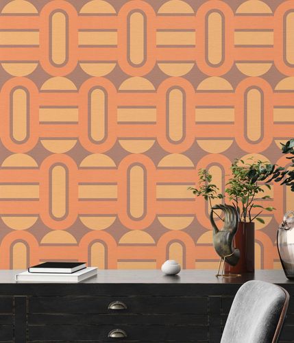 Non-woven wallpaper shapes graphic brown beige 39536-2