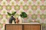 Non-woven wallpaper waves flowers pink green 39539-1 1