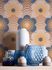 Non-woven wallpaper waves flowers brown blue 39539-2 1