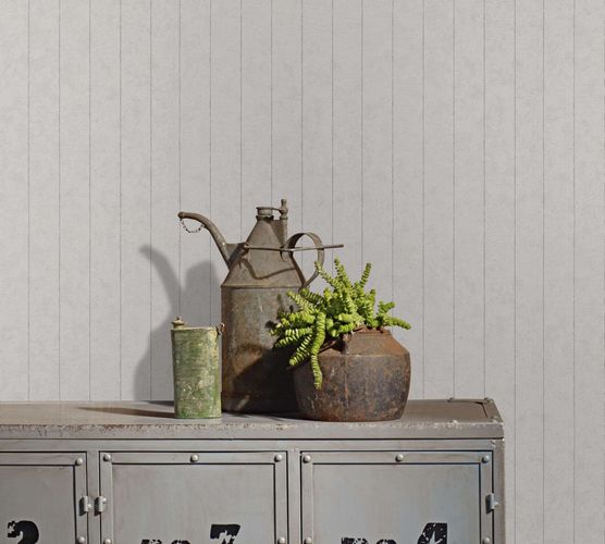 Non-woven wallpaper needle stripes light grey glitter 34404