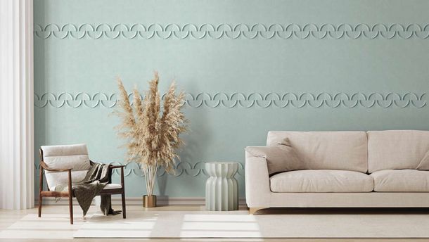 Border tiles 3D effect circles turquoise green 34473