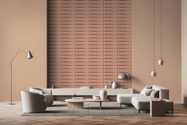 Non-woven wallpaper 3D look concrete look red brown 34474