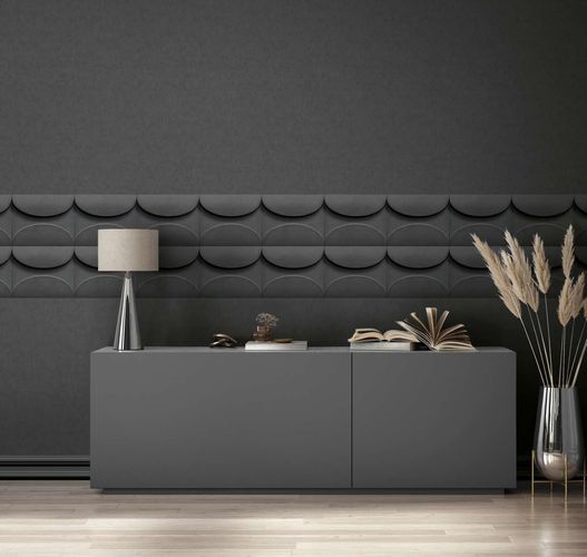 Non-woven wallpaper concrete look 3D effect black 34486