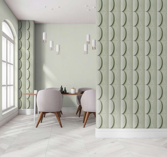 Non-woven wallpaper concrete look 3D effect green 34488
