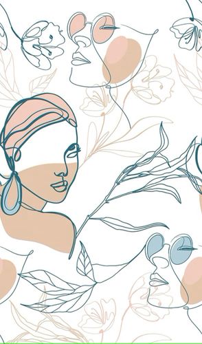 Mural non-woven faces floral white brown 81609
