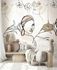 Mural non-woven faces floral white beige 81610 1