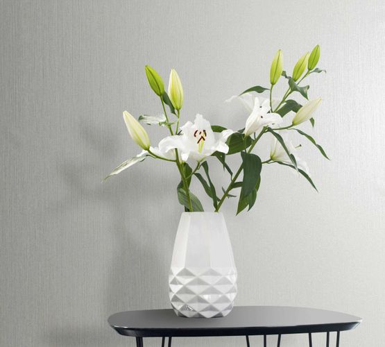 Non-woven wallpaper plain lines cream pearl metallic 82196