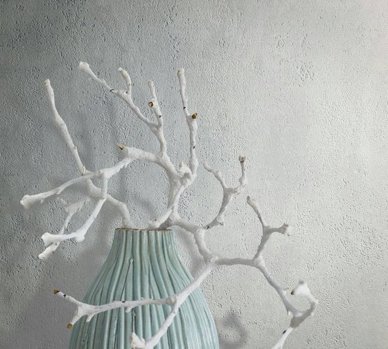 Non-woven wallpaper plain plaster texture blue grey 82395