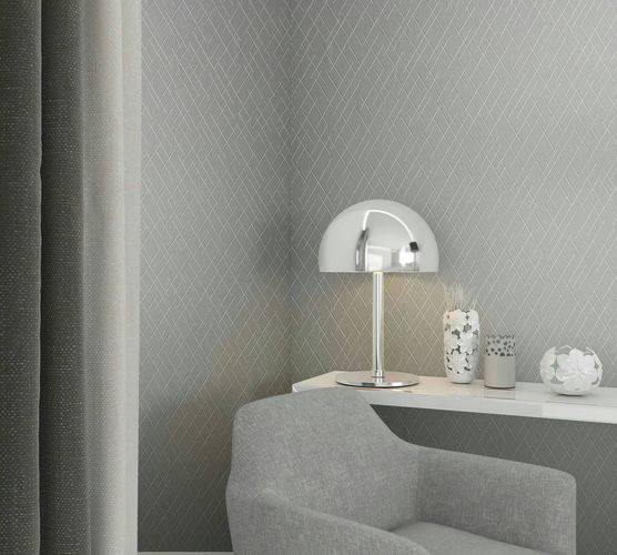 Non-woven wallpaper lines texture light grey white 82406