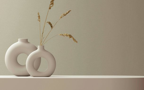Non-woven wallpaper plain textile look beige grey 82432