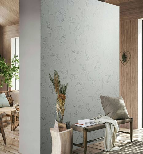 Non-woven wallpaper illustration grey silver metallic 82436