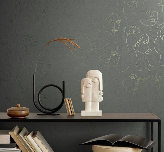 Non-woven wallpaper illustration grey gold metallic 82438