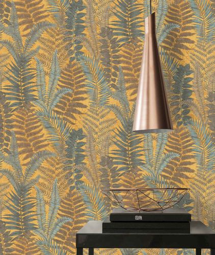 Non-woven wallpaper leaves watercolor yellow 39347-2