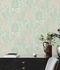 Non-woven wallpaper floral linen look green pink 39349-3 1