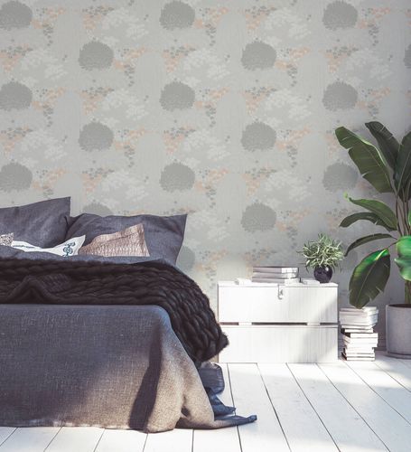 Non-woven wallpaper jungle floral grey white 39350-1
