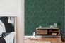 Non-woven wallpaper tropical petrol green gold 39355-3 9