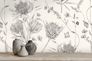 Non-woven wallpaper flowers leaves white black 39427-2 4